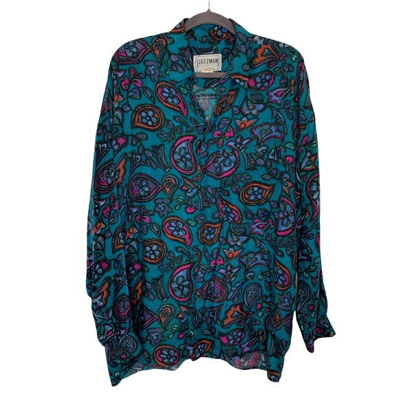 Vintage 80's Silk Button Down Shirt Unisex - Picture 1 of 4